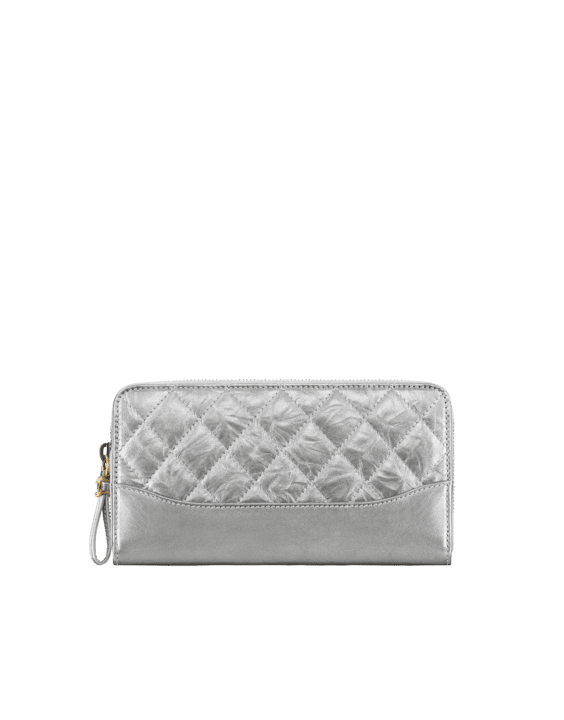 Second-hand CHANEL Chanel plaid leather long wallet Silver with flaws  Italian high vintage jewelry - Shop Mr.Travel Genius Antique shop Wallets -  Pinkoi