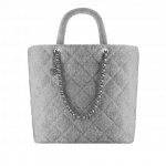 Chanel Silver Knit Pluto Glitter Large Shopping Tote Bag