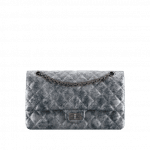 Chanel Silver/Black Metallic Grained Calfskin 2.55 Reissue Size 226 Bag