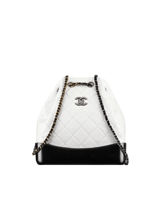 Chanel Small Gabrielle Backpack White Black Aged Calfskin – Coco