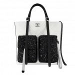 Chanel White/Black/Silver Astronaut Essentials Large Shopping Bag