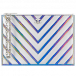 Chanel White/Silver Chevron Lambskin/PVC Medium Pouch Bag