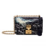 Dior Deep Blue I Feel Blue Embroidered/Printed Dioraddict Small Flap Bag