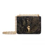 Dior Deep Blue La Lune Aux Oiseaux Hand-Painted Suede Calfskin C'est Dior Mini Flap Bag