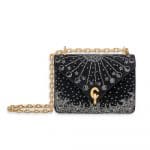 Dior Deep Blue Éclair de Phases Lunaires Embroidered Suede Calfskin C'est Dior Mini Flap Bag