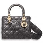 Dior Gunmetal Metallic Supple Lady Dior Bag