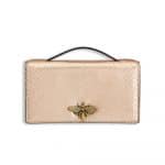 Dior Pink Gold-Tone Metallic Python Bee Clutch Bag