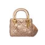 Dior Pink Gold-Tone Metallic Python Supple Lady Dior Mini Bag