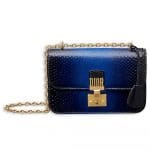 Dior Shiny Blue Graded Lizard Dioraddict Flap Bag