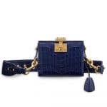 Dior Shiny Indigo Blue Nile Crocodile Dioraddict Small Trunk Bag