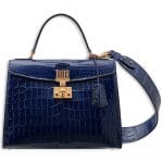 Dior Shiny Indigo Blue Nile Crocodile Dioraddict Top Handle Bag