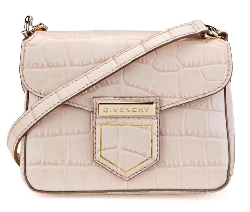 Givenchy Pink Crocodile-Embossed Nobile Mini Shoulder Bag