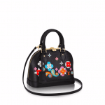 Louis Vuitton Black Epi with Floral Patches Alma BB Bag