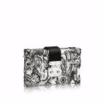 Louis Vuitton Black/White Floral Petite Malle Bag