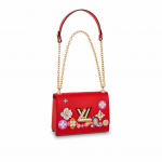 Louis Vuitton Red Epi with Floral Patches Twist MM Bag