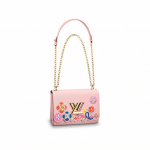 Louis Vuitton Rose Ballerine Epi with Floral Patches Twist MM Bag