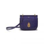 Mulberry Dark Amethyst Croc Print Mini Amberley Satchel Bag