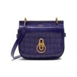 Mulberry Dark Amethyst Croc Print Small Amberley Satchel Bag