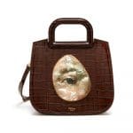 Mulberry Dark Brown Croc Print Brimley Bag