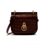 Mulberry Dark Brown Croc Print Small Amberley Satchel Bag