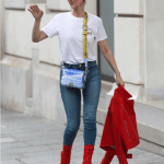 Off-White Light Blue Binder Clip Bag