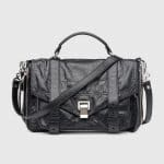 Proenza Schouler Black Crinkled PS1+ Medium Bag