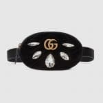 Gucci Black Embellished Velvet GG Marmont Belt Bag