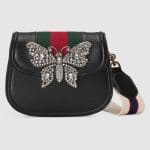 Gucci Black Leather with Butterfly GucciTotem Small Shoulder Bag