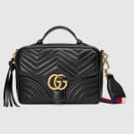 Gucci Black Matelassé GG Marmont Small Shoulder Bag