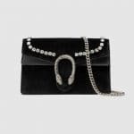 Gucci Black Velvet with Crystals Dionysus Super Mini Bag