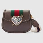 Gucci Brown Leather with Heart GucciTotem Small Shoulder Bag