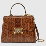 Gucci Brown Snakeskin Osiride Medium Top Handle Bag