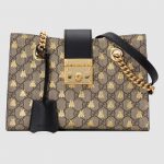 Gucci GG Supreme Bees Padlock GG Shoulder Tote Bag