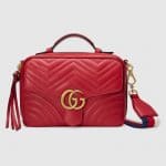 Gucci Hibiscus Red Matelassé GG Marmont Small Shoulder Bag