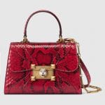 Gucci Hibiscus Red Snakeskin Osiride Small Top Handle Bag