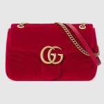 Gucci Hibiscus Red Velvet GG Marmont Medium Shoulder Bag