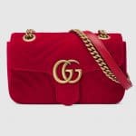 Gucci Hibiscus Red Velvet GG Marmont Mini Shoulder Bag