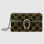 Gucci Olive GG Velvet Dionysus Small Shoulder Bag