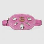 Gucci Pink Embellished Velvet GG Marmont Belt Bag