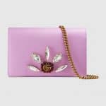 Gucci Pink Leather with Double G and Crystals Mini Chain Bag