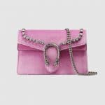 Gucci Pink Velvet with Crystals Dionysus Super Mini Bag