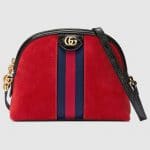 Gucci Red Suede Ophidia Domed Shape Shoulder Bag