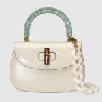 Gucci White Bamboo Top Handle Bag