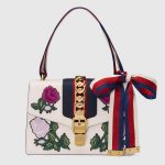 Gucci White Floral Embroidered Sylvie Small Shoulder Bag