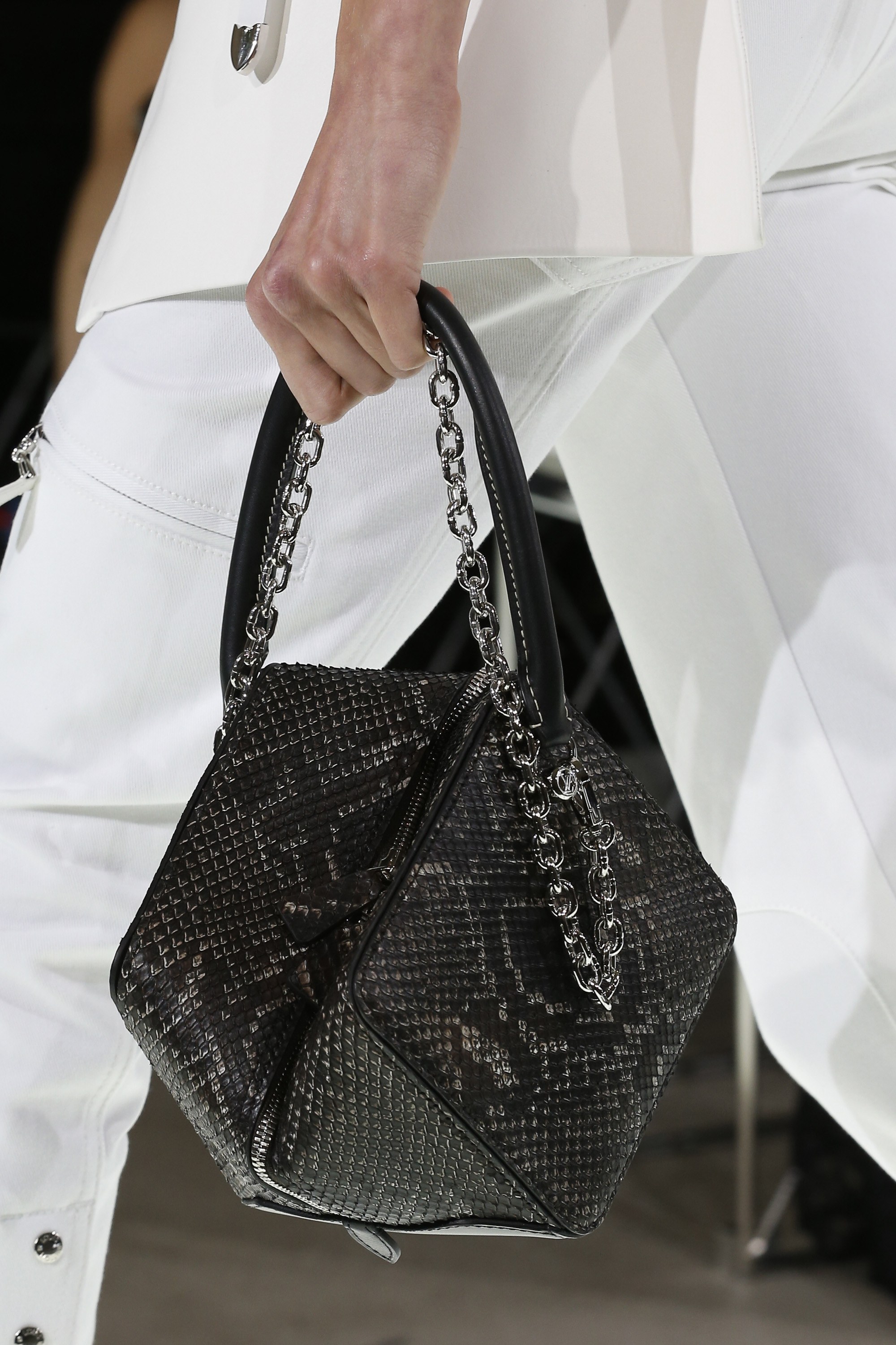 Louis Vuitton Black Python Cube Shaped Top Handle Bag Spring 2018