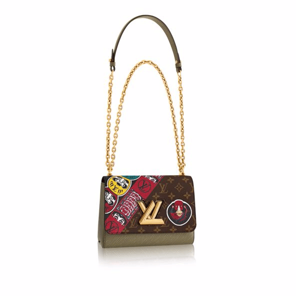 Louis Vuitton Twist Handbag Limited Edition Kabuki Stickers Monogram Canvas  and Epi Leather MM Green 4629487