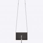 Saint Laurent Asphalt Gray Kate Chain and Tassel Wallet