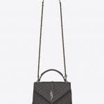 Saint Laurent Asphalt Gray Quilted Medium College Bag