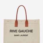 Saint Laurent Beige/Cognac Linen Rive Gauche Tote Bag