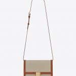 Saint Laurent Beige/Cognac Linen/Leather Bellechasse Medium Bag